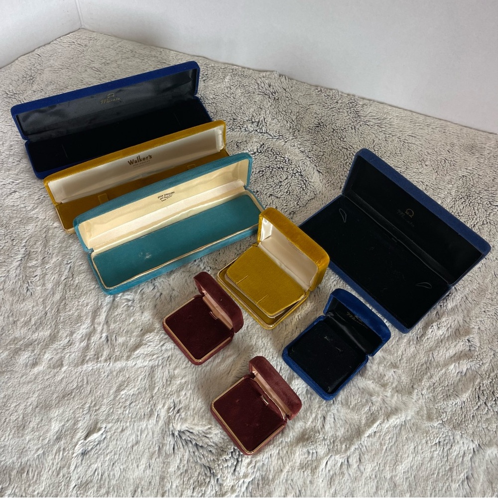 Vintage Elegant Velvet Jewelry Box Set of 8 Colorful
